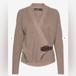 Lauren Ralph Lauren Buckle-Trim Cotton‎ Cardigan, Size XS